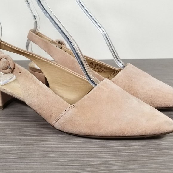 Franco Sarto Vellez Slingback Pumps, Light Peach Suede, Womens Various Sizes - Picture 3 of 14